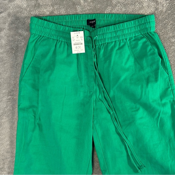 J Crew Factory Women’s Linen Blend Elastic Waist Pants Kelly Green Size 8P NWT - Picture 2 of 10